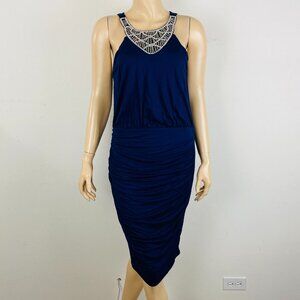 Venus Blue Sleeveless Embellished Neckline Fancy Women's Size M Bodycon Dress
